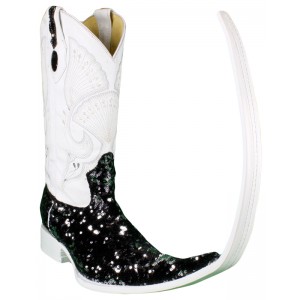 Jugo Boots® Bota Tribal de Hombre Lentejuela Bicolor Negro/Plata X Puntal (30 cm)